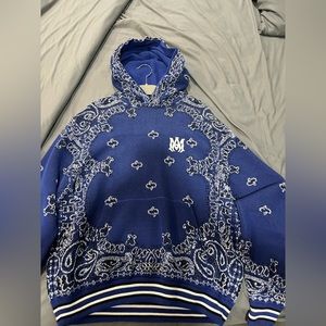 Amiri blue bandana hoddie